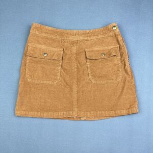 Frame Mini Corduroy Bailey Flap Pocket Skirt Womens 29 Tobacco Brown Preppy Boho